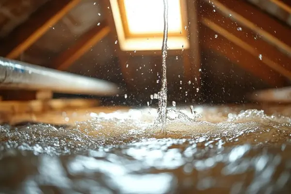 Photo dégat des eaux dans un grenier