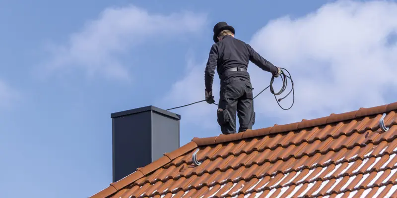 Photo d'un ramoneur sur le toit